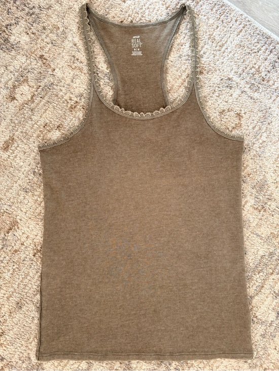 aerie Tops - 🌸Aerie Olive Ribbed Lace-Trim Racerback Tank🌸